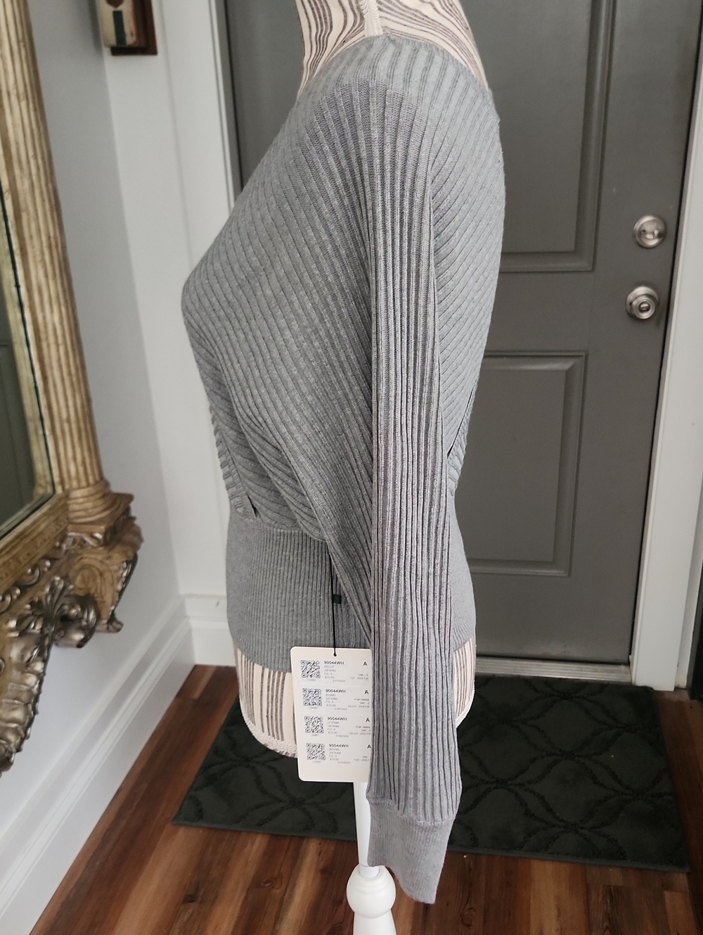 Love Tree Gray Ribbed V-Neck Sweater - Picture 3 of 7